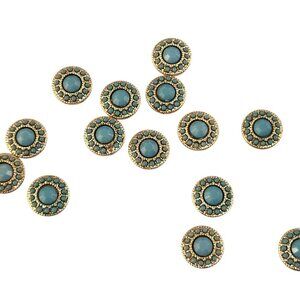Gold Round Beads With Turquoise Accent Stones For Jewelry Crafting & DIY Project